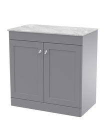 Nui Classique 800mm Floor Standing 2 - door Vanity With Marble Top Traditional Satin Grey Natural Marble 818x810x460mm - CLC226GMT - JJ Building Materials