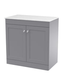Nui Classique 800mm Floor Standing 2 - door Vanity With Marble Top Traditional Satin Grey Natural Marble 818x810x460mm - CLC226WMT - JJ Building Materials