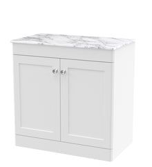 Nui Classique 800mm Floor Standing 2 - door Vanity With Marble Top Traditional Satin White Natural Marble 818x810x460mm - CLC126CMT - JJ Building Materials
