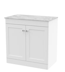 Nui Classique 800mm Floor Standing 2 - door Vanity With Marble Top Traditional Satin White Natural Marble 818x810x460mm - CLC126GMT - JJ Building Materials