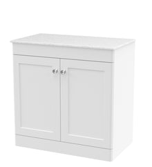 Nui Classique 800mm Floor Standing 2 - door Vanity With Marble Top Traditional Satin White Natural Marble 818x810x460mm - CLC126WMT - JJ Building Materials