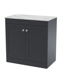 Nui Classique 800mm Floor Standing 2 - door Vanity With Marble Top Traditional Soft Black Natural Marble 818x810x460mm - CLC1426GMT - JJ Building Materials