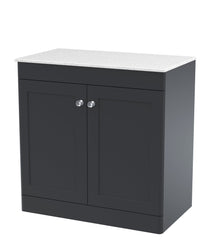 Nui Classique 800mm Floor Standing 2 - door Vanity With Marble Top Traditional Soft Black Natural Marble 818x810x460mm - CLC1426WMT - JJ Building Materials