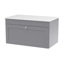 Nui Classique 800mm Wall Hung Single Drawer Vanity With Marble Top Traditional Satin Grey Natural Marble 449x810x460mm - CLC296WMT - JJ Building Materials