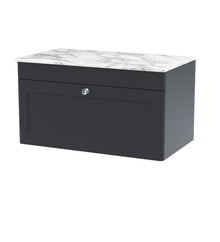 Nui Classique 800mm Wall Hung Single Drawer Vanity With Marble Top Traditional Soft Black Natural Marble 449x810x460mm - CLC1496CMT - JJ Building Materials