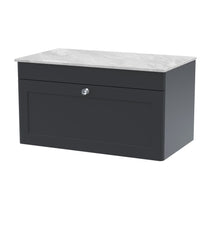 Nui Classique 800mm Wall Hung Single Drawer Vanity With Marble Top Traditional Soft Black Natural Marble 449x810x460mm - CLC1496GMT - JJ Building Materials