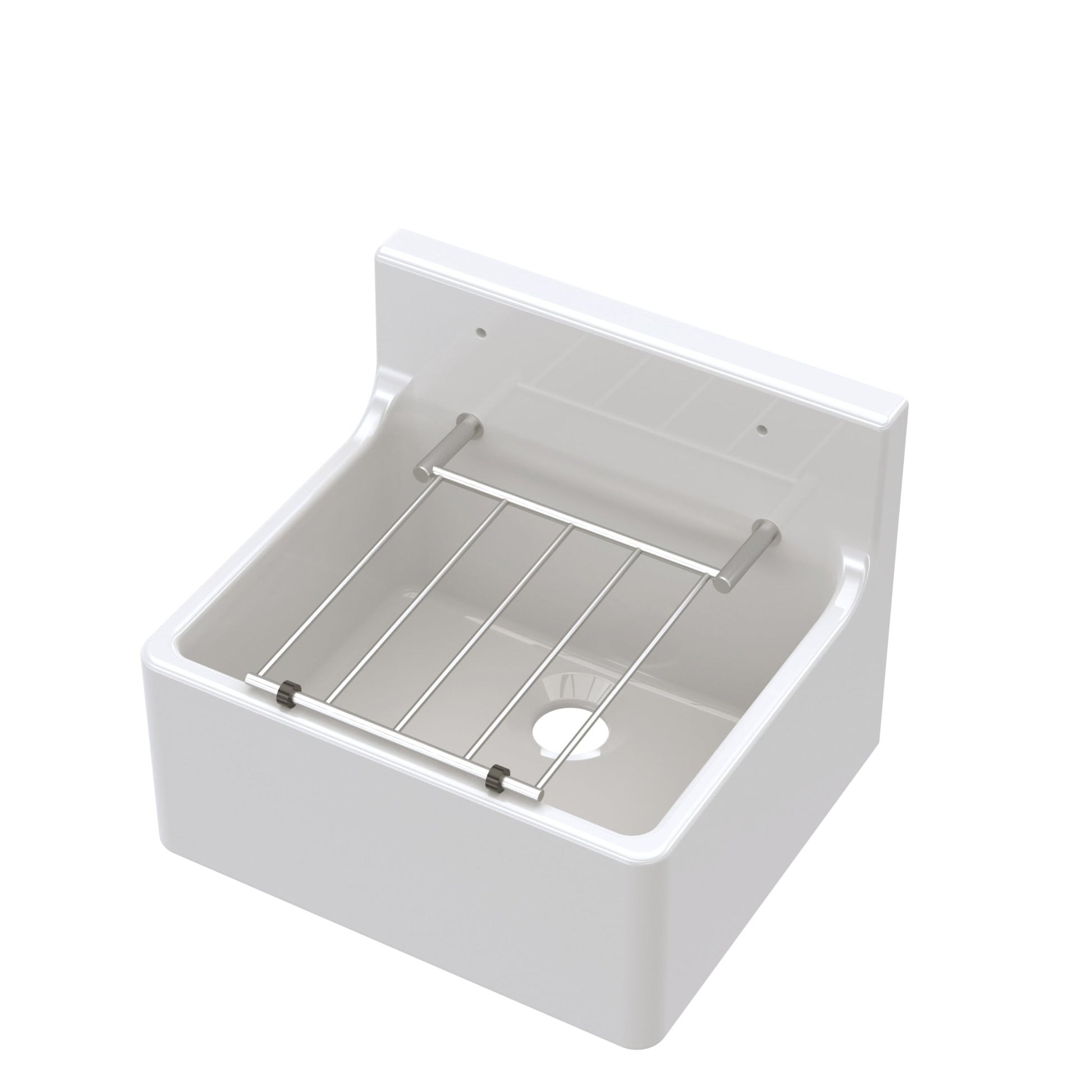 Nui Cleaner Sink 455x362x396 Traditional White Fireclay 362x455x396mm - JJ Building Materials