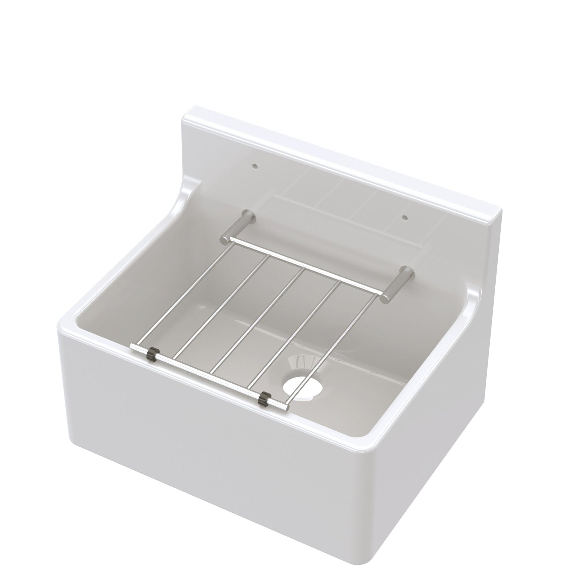 Nui Cleaner Sink 515x382x393 Traditional White Fireclay 535x515x393mm - JJ Building Materials