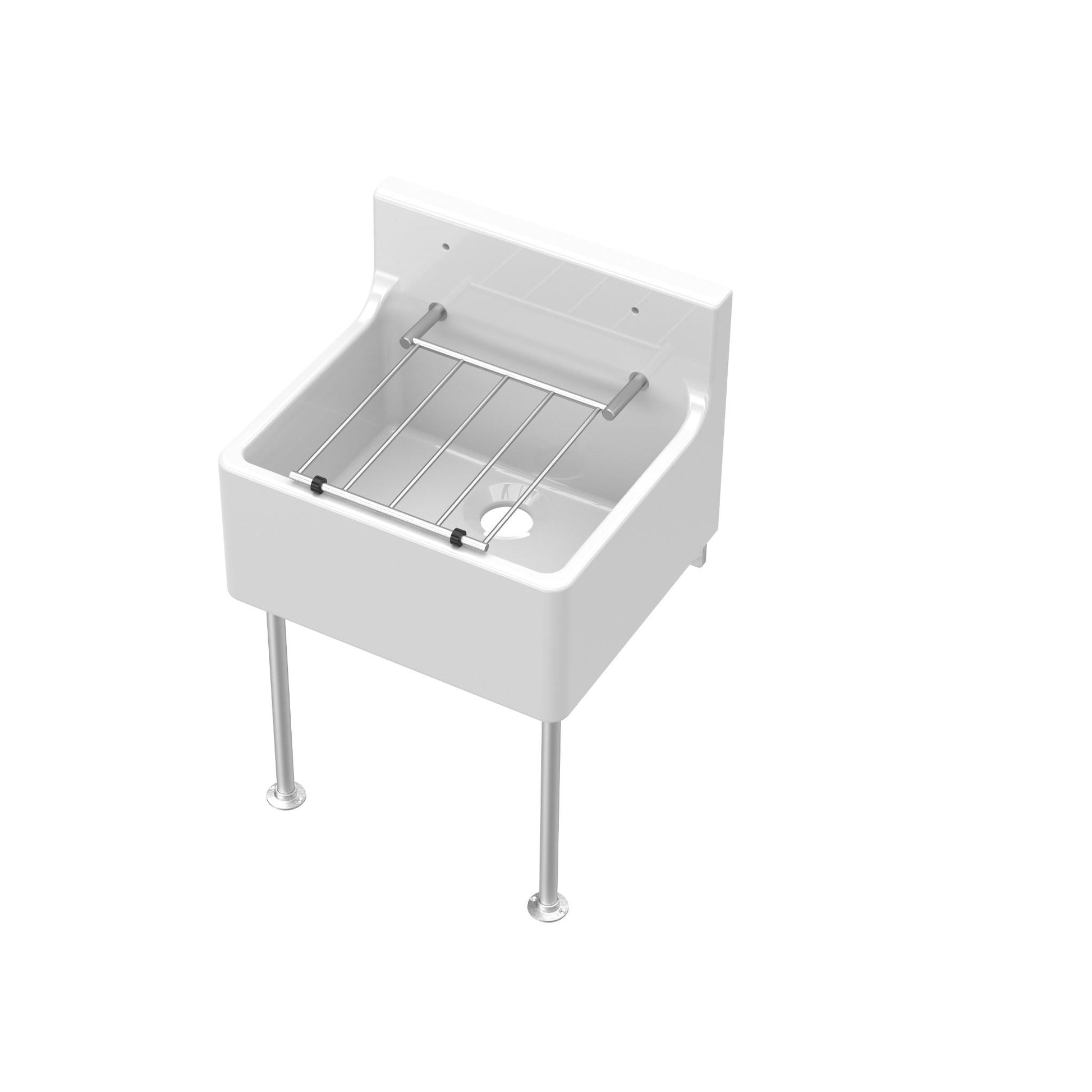 Nui Cleaner Sink Inc Legs & Bracket 455x362x396 Traditional White Fireclay 362x455x396mm - JJ Building Materials