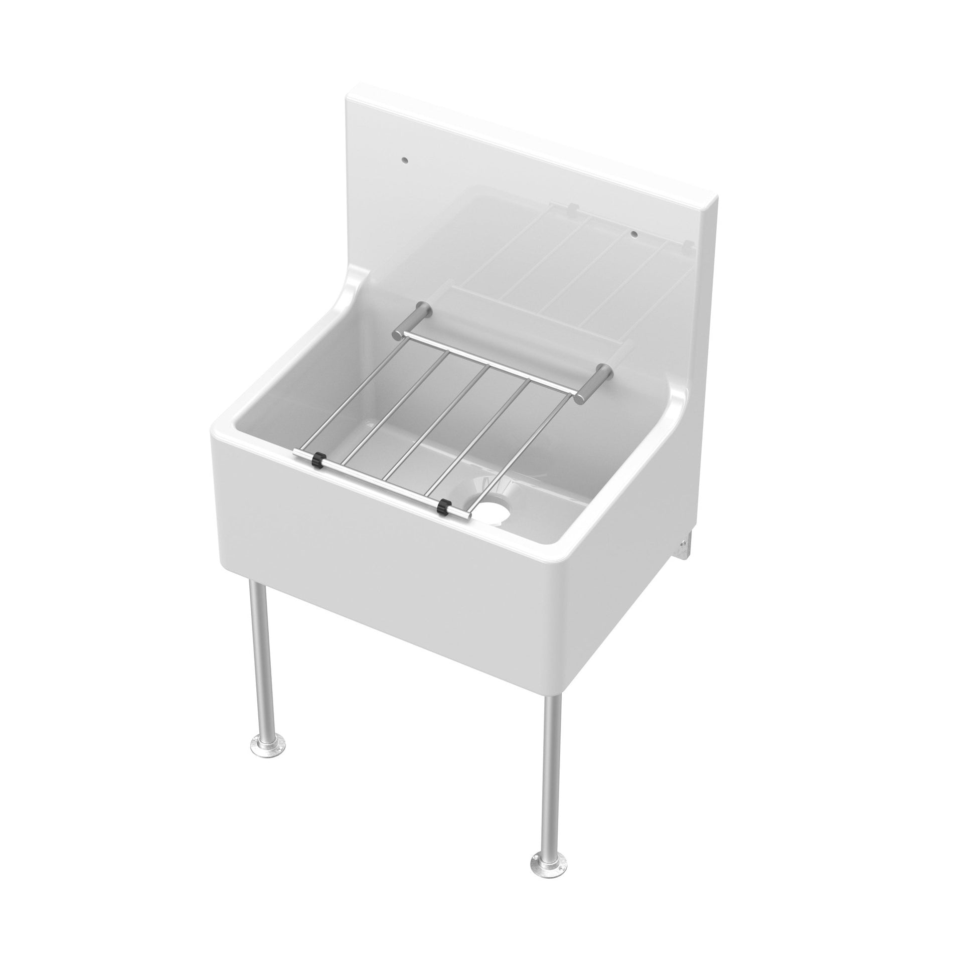 Nui Cleaner Sink Inc Legs & Bracket 515x535x393 Traditional White Fireclay 535x515x393mm - JJ Building Materials