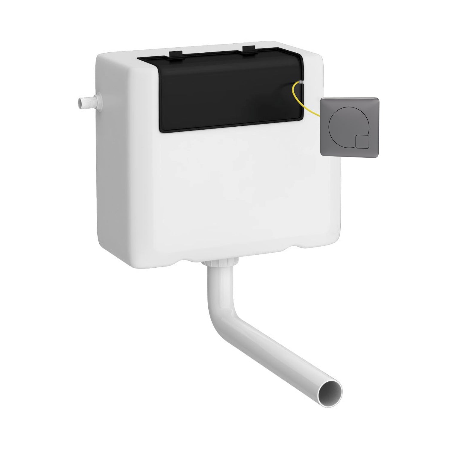 Nui Concealed Cistern & Square Push Button Contemporary Brushed Pewter Polyethylene 296x230x142mm - JJ Building Materials