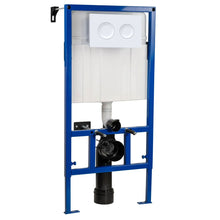Nui Concealed Cisterns And Frames Dual Flush Concealed Cistern Frame With Round Plate Contemporary White Stainless Steel 890x520x201mm - JJ Building Materials