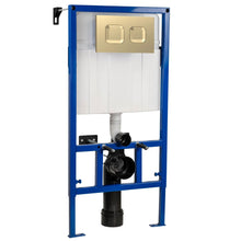 Nui Concealed Cisterns And Frames Dual Flush Concealed Cistern Frame With Square Plate Contemporary Brushed Brass Stainless Steel 890x520x206mm - JJ Building Materials