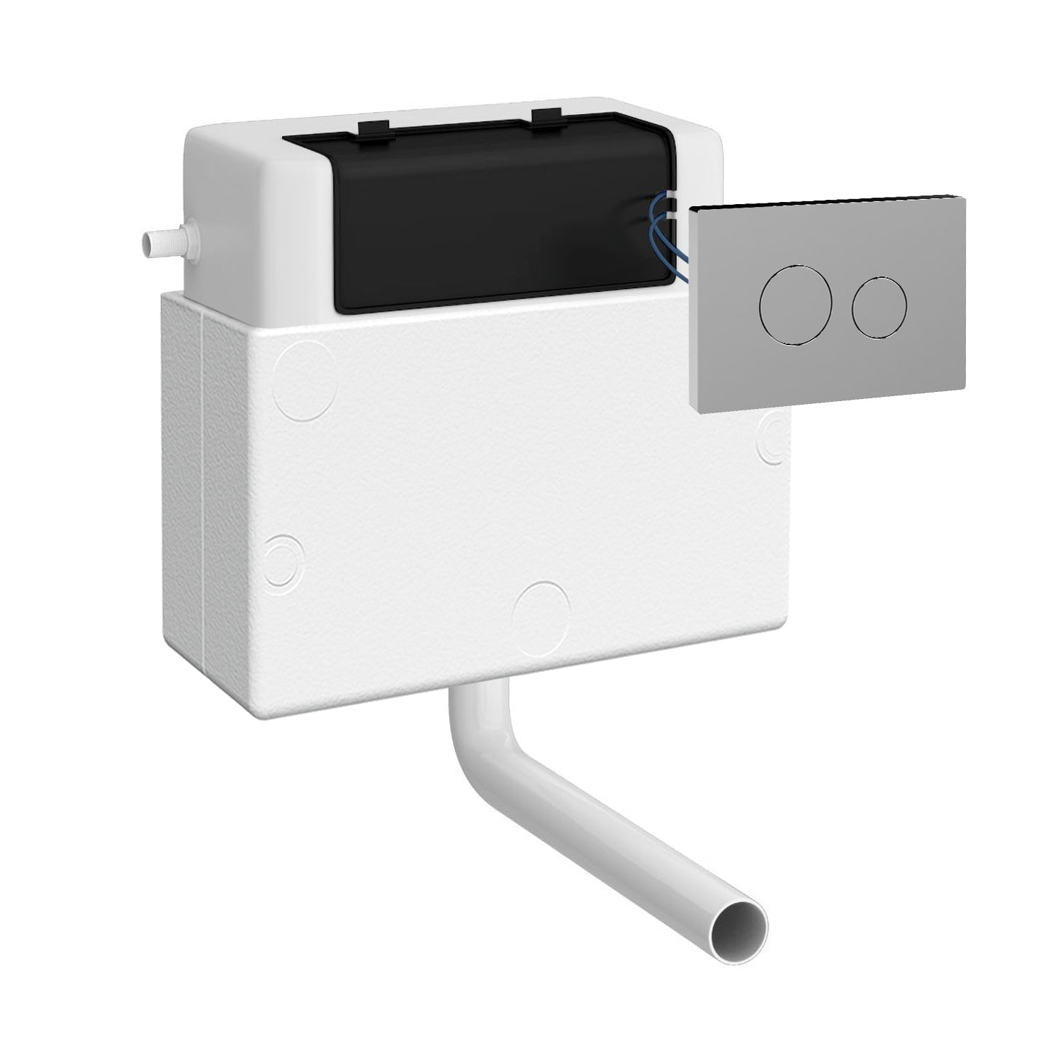 Nui Concealed Cisterns And Frames Pneumatic Dual Flush Universal Access Concealed Cistern Contemporary Chrome Plastic 305x364x164mm - JJ Building Materials