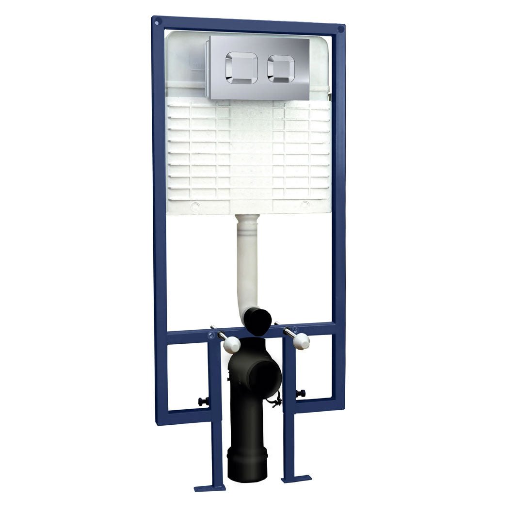 Nui Concealed Cisterns And Frames Square Dual Flush Push Button Contemporary Chrome Stainless Steel 1136x520x204mm - JJ Building Materials