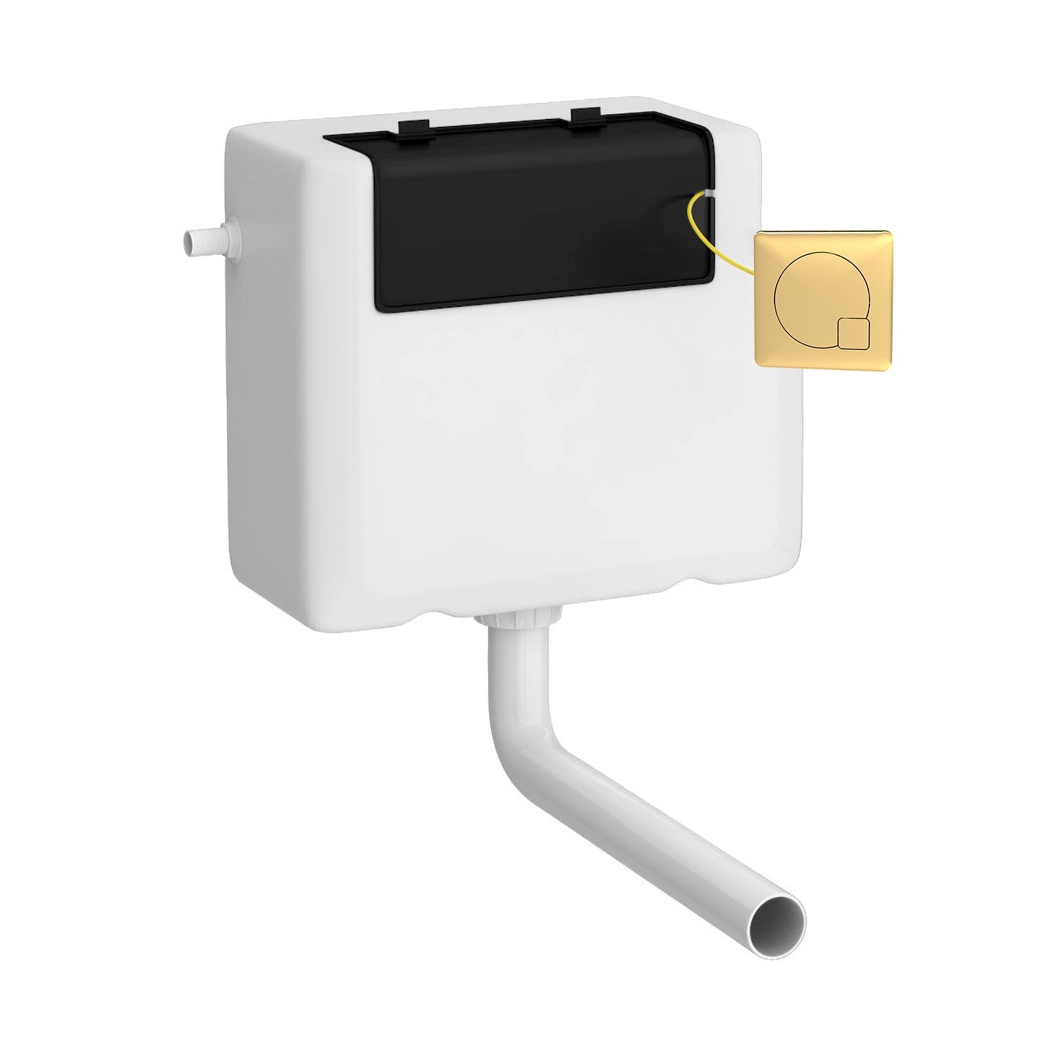 Nui Concealed Cisterns And Frames Universal Access Cistern & Brushed Brass Square Flush Plate Contemporary Polyethylene 296x340x142mm - JJ Building Materials