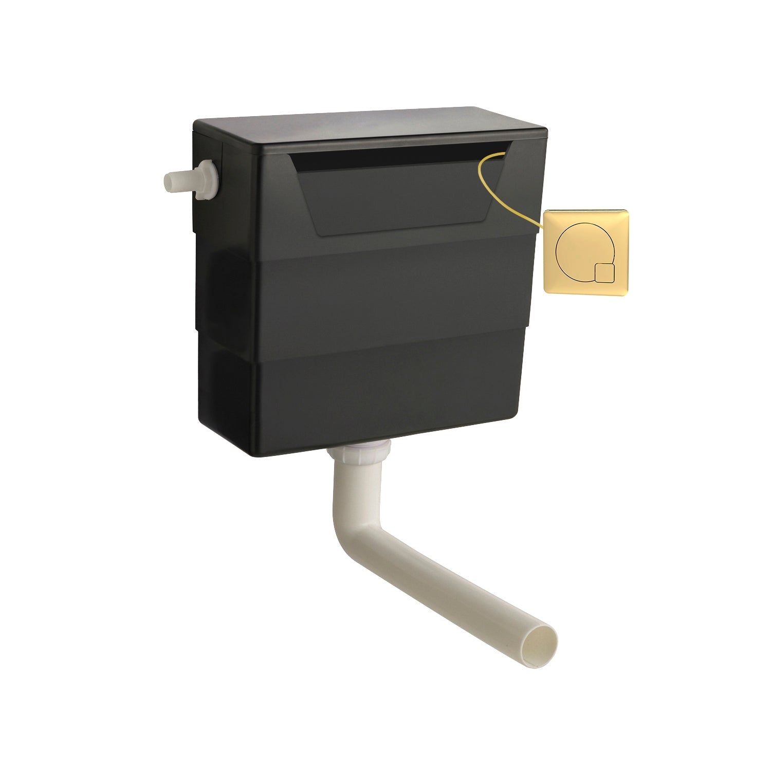Nui Concealed Cisterns And Frames Universal Access Cistern & Brushed Brass Square Flush Plate Contemporary Polyethylene 334x303x136mm - JJ Building Materials