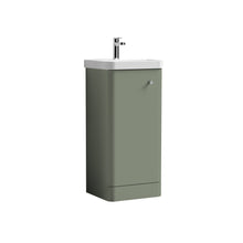 Nui Core 400mm Floor Standing 1 Door Unit & Basin Contemporary Satin Green MFC Painted Matt 864x405x355mm - JJ Building Materials