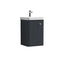 Nui Core 400mm Wall Hung 1 Door Unit & Basin Contemporary Soft Black MFC Painted Matt 589x405x355mm - JJ Building Materials