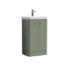 Nui Core 500mm Floor Standing 2 Door Unit & Basin Contemporary Satin Green MFC Painted Matt 863x505x355mm - JJ Building Materials