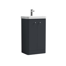 Nui Core 500mm Floor Standing 2 Door Unit & Basin Contemporary Soft Black MFC Painted Matt 863x505x355mm - JJ Building Materials