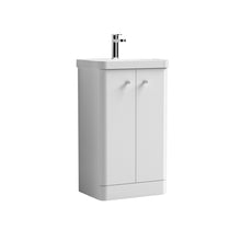 Nui Core 500mm Floor Standing 2 - door Vanity & Basin Contemporary Gloss White MFC Painted Gloss 863x505x355mm - JJ Building Materials