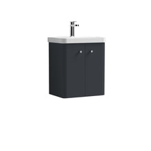 Nui Core 500mm Wall Hung 2 Door Unit & Basin Contemporary Soft Black MFC Painted Matt 589x505x355mm - JJ Building Materials