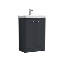 Nui Core 600mm Floor Standing 2 Door Unit & Basin Contemporary Soft Black MFC Painted Matt 863x605x355mm - JJ Building Materials