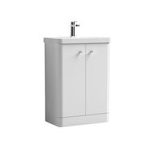 Nui Core 600mm Floor Standing 2 - door Vanity & Basin Contemporary Gloss White MFC Painted Gloss 863x605x355mm - JJ Building Materials