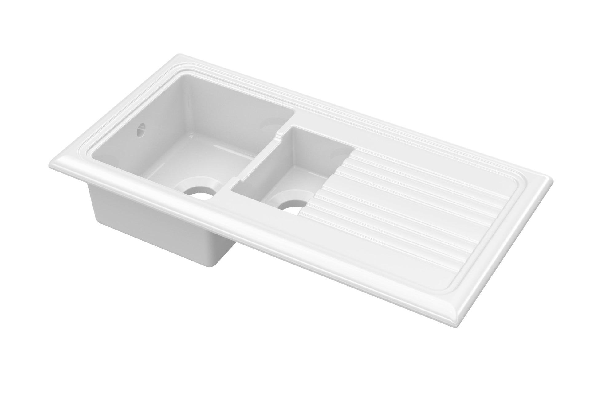 Nui Counter Top Sink 1.5 Bowl 1010x525 Traditional White Fireclay 235x1010x525mm - CT115T1000 - JJ Building Materials
