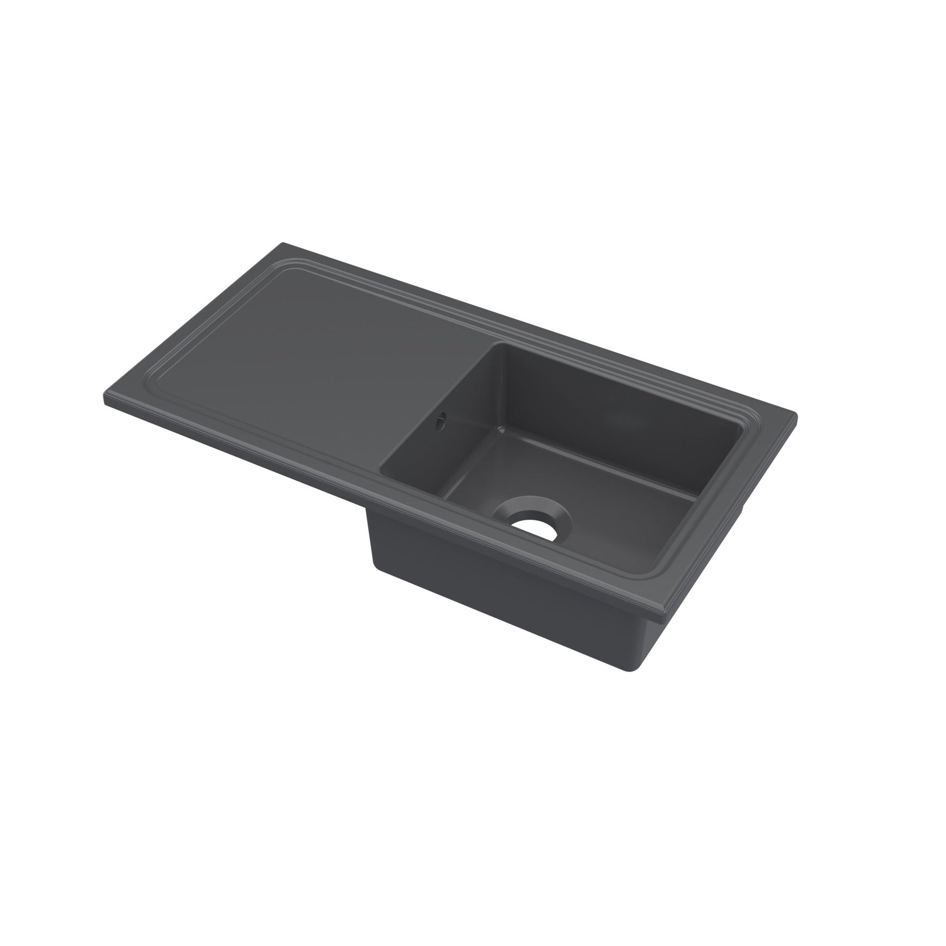Nui Counter Top Sink Single Bowl 1010x525 Traditional Soft Black Fireclay 235x1010x525mm - CT41TF1010 - JJ Building Materials