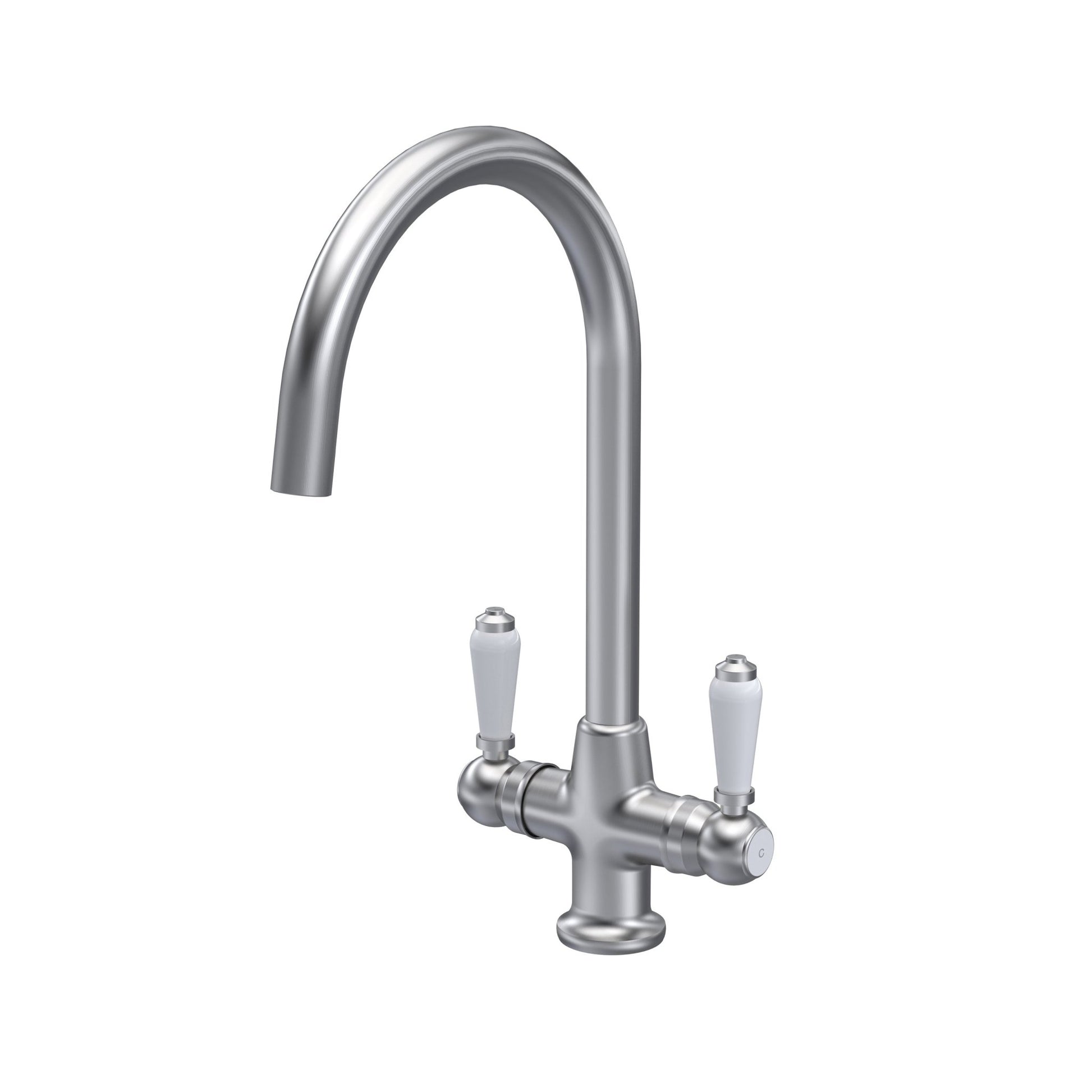 Nui Cruciform Sink Mixer Lever Traditional Brushed Nickel Brass 375x160x220mm - JJ Building Materials