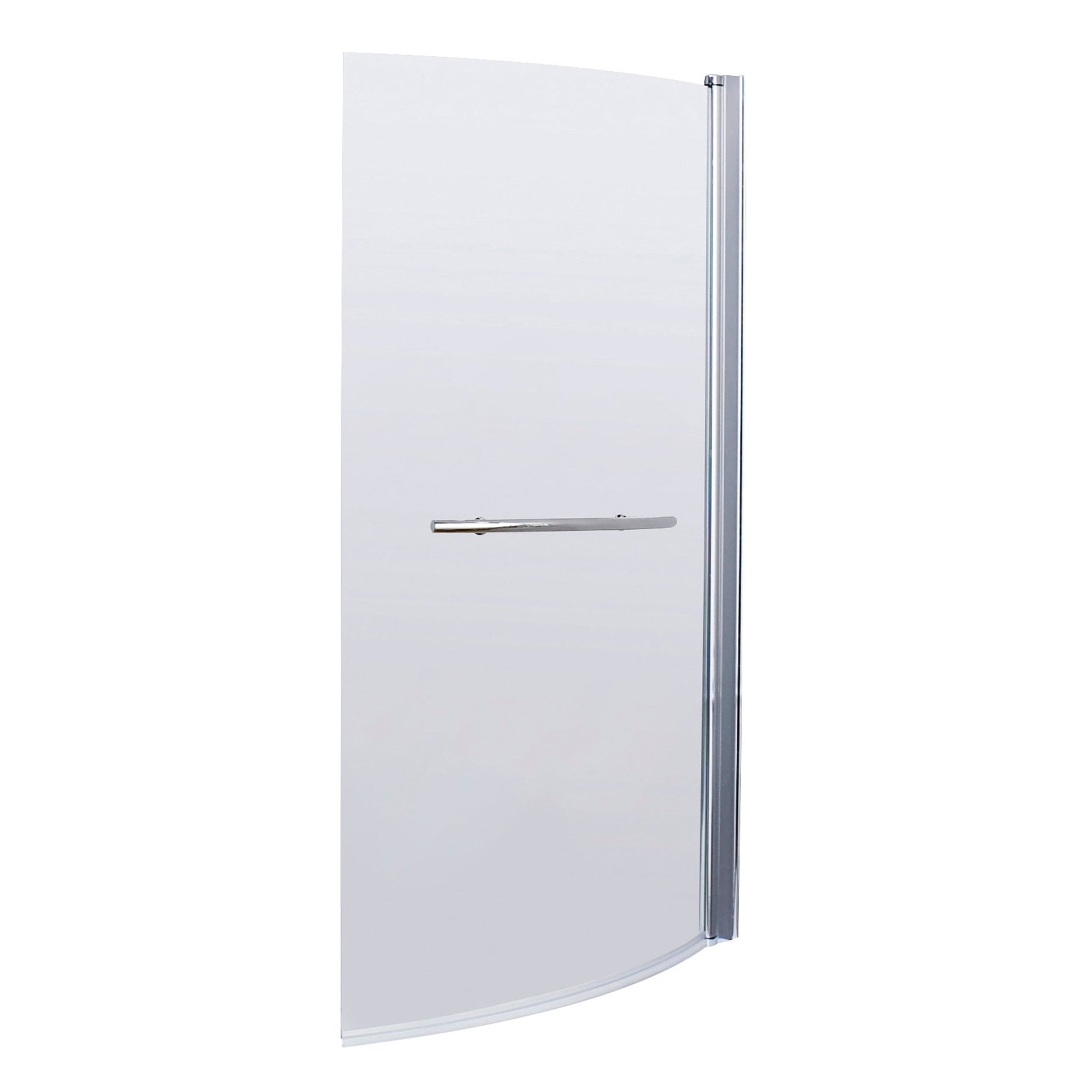 Nui Curved B - bath Screen With Rail Contemporary Chrome Aluminium 1433x858x185mm - JJ Building Materials
