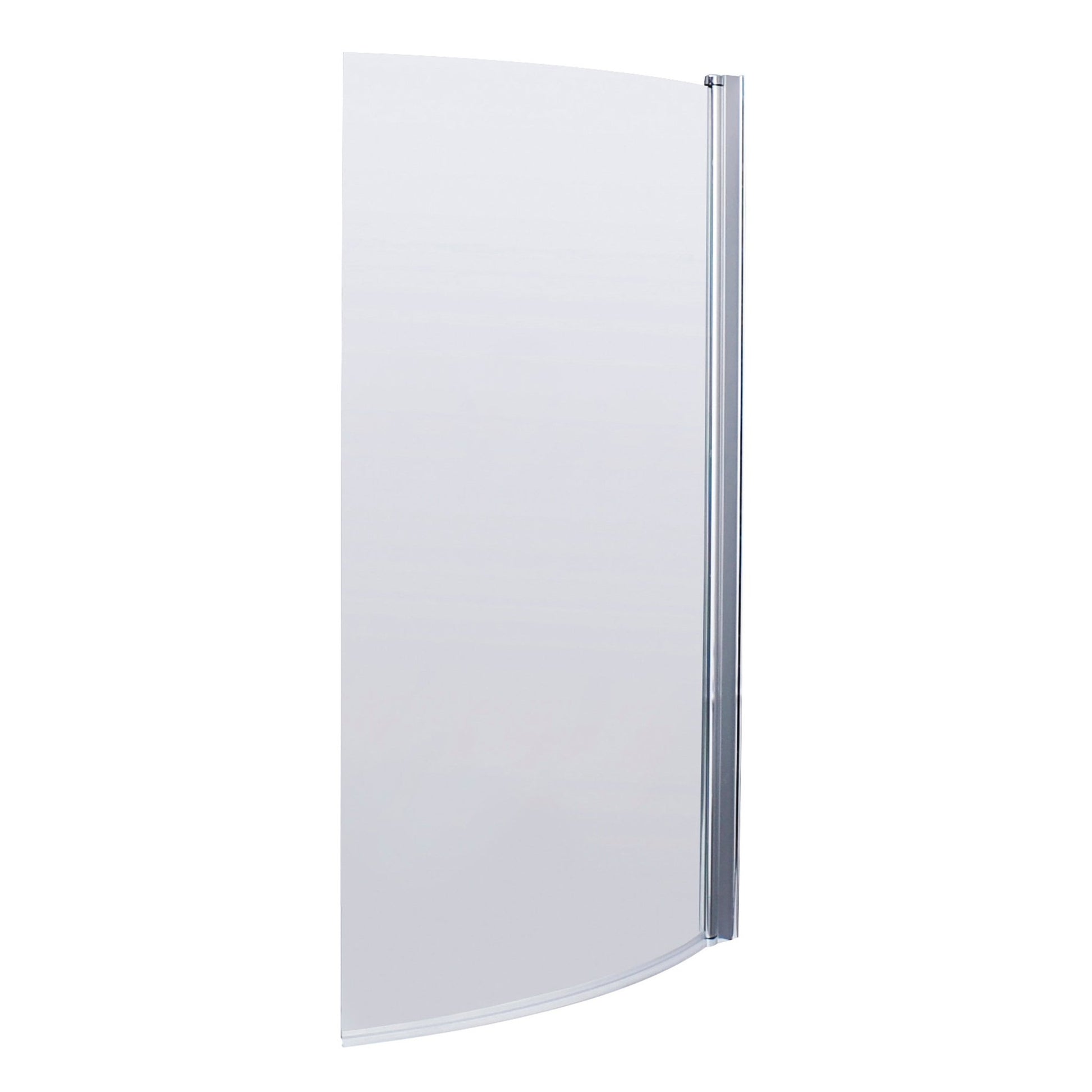 Nui Curved Bath Screen Contemporary Chrome Aluminium 1430x858x38mm - JJ Building Materials