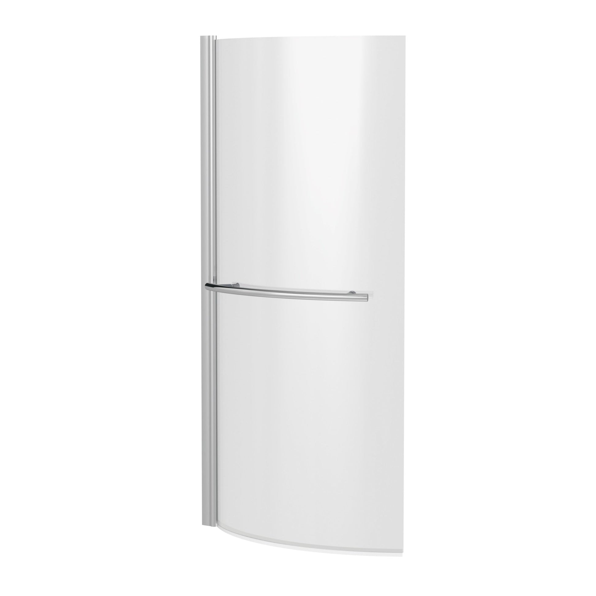 Nui Curved P - bath Screen With Rail Contemporary Chrome Aluminium 1430x715x185mm - JJ Building Materials