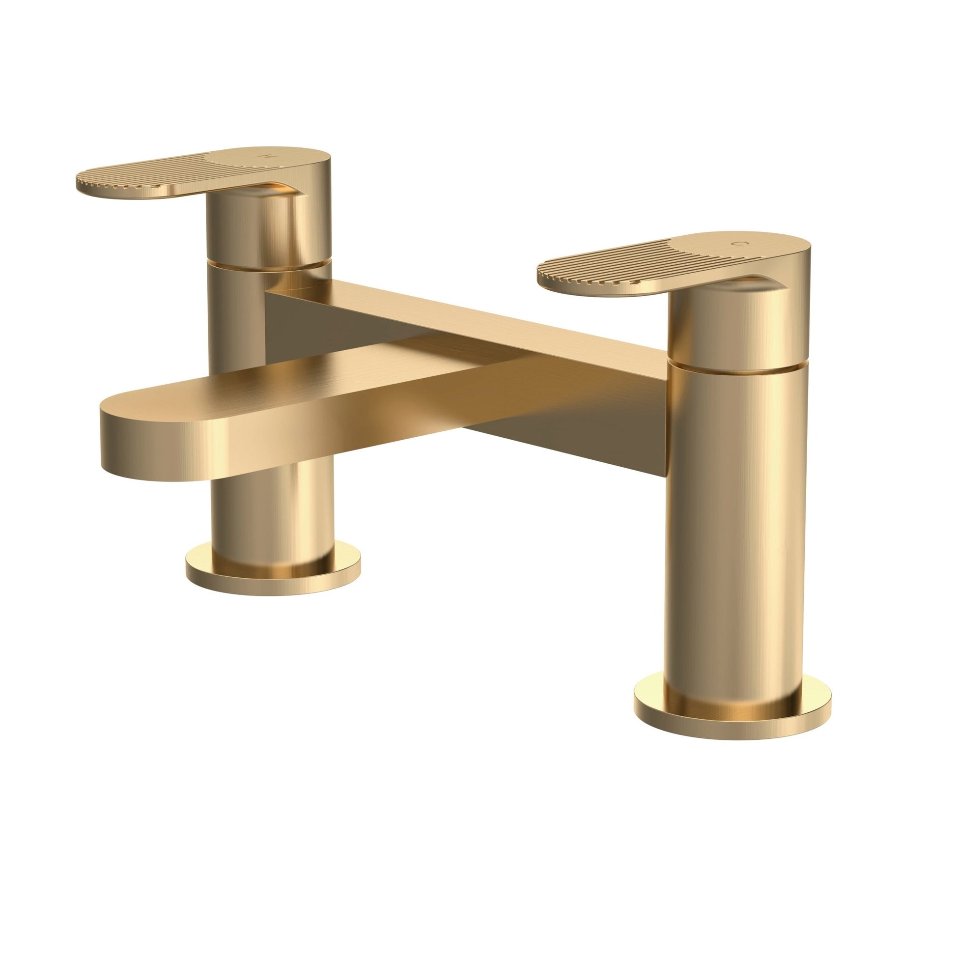 Nui Cyprus Deck Mounted Bath Filler Contemporary Brushed Brass Brass 116x230x142mm - JJ Building Materials