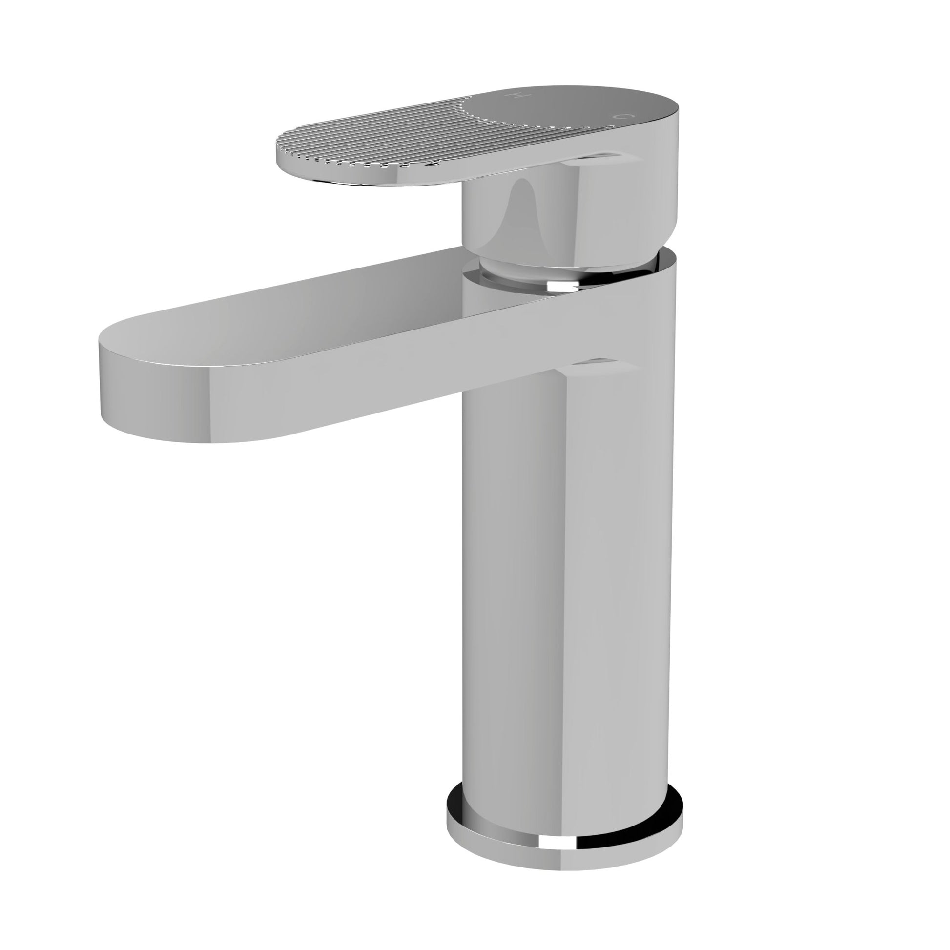 Nui Cyprus Fluted Mono Basin Mixer With Push Button Waste Contemporary Chrome Brass 160x52x150mm - JJ Building Materials