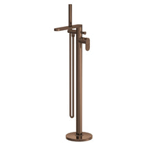 Nui Cyprus Freestanding Bath Shower Mixer With Kit Contemporary Brushed Bronze Brass 880x200x282mm - JJ Building Materials