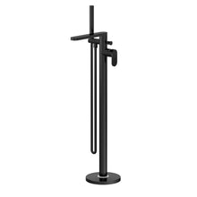 Nui Cyprus Freestanding Bath Shower Mixer With Kit Contemporary Matt Black Brass 880x200x282mm - JJ Building Materials