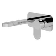 Nui Cyprus Wall Mounted 2 Tap Hole Basin Mixer With Plate Contemporary Chrome Brass 108x180x193mm - JJ Building Materials