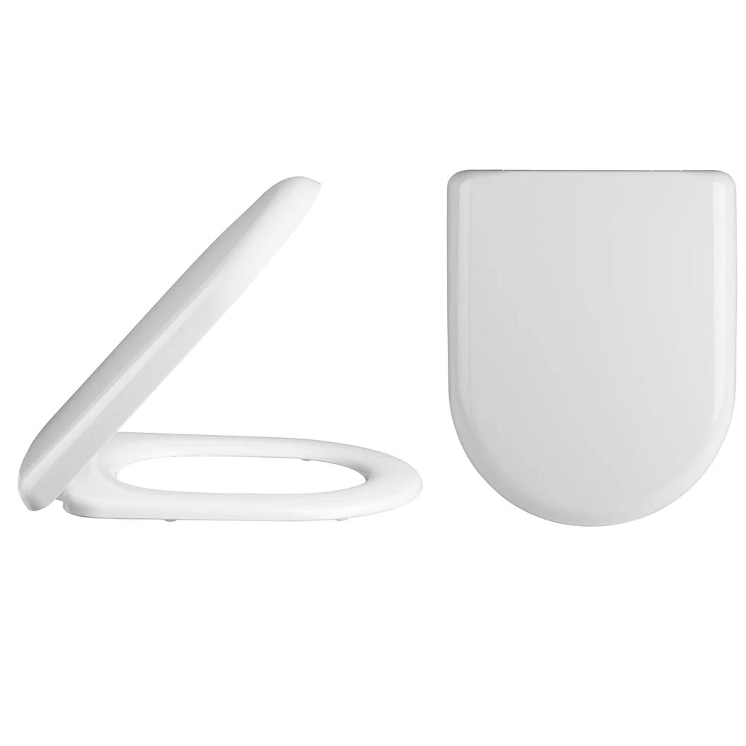 Nui D Shaped Soft Close Toilet Seat Contemporary White Polypropylene 47x365x465mm - JJ Building Materials