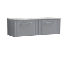 Nui Deco 1200 Wall Hung 2 - drawer Vanity & Laminate Worktop Contemporary Satin Grey MFC Painted Gloss 405x1215x455mm - DPF294LBG2 - JJ Building Materials