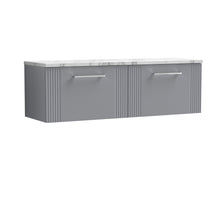 Nui Deco 1200 Wall Hung 2 - drawer Vanity & Laminate Worktop Contemporary Satin Grey MFC Painted Gloss 405x1215x455mm - DPF294LCM2 - JJ Building Materials