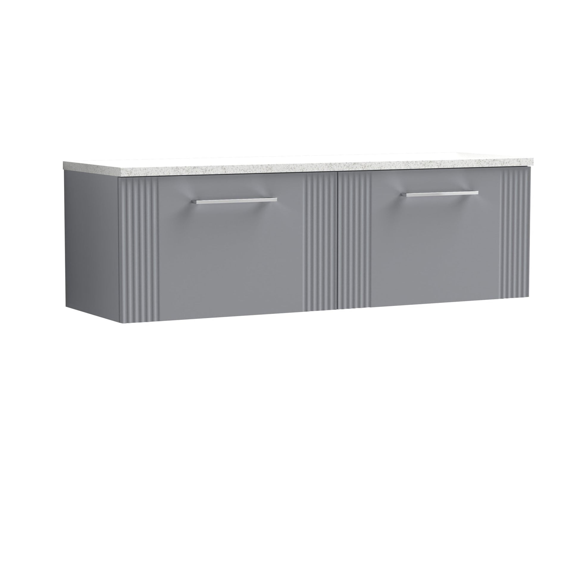 Nui Deco 1200 Wall Hung 2 - drawer Vanity & Laminate Worktop Contemporary Satin Grey MFC Painted Gloss 405x1215x455mm - DPF294LSW2 - JJ Building Materials
