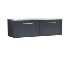 Nui Deco 1200 Wall Hung 2 - drawer Vanity & Laminate Worktop Contemporary Soft Black MFC Painted Gloss 405x1215x455mm - DPF1494LBG2 - JJ Building Materials