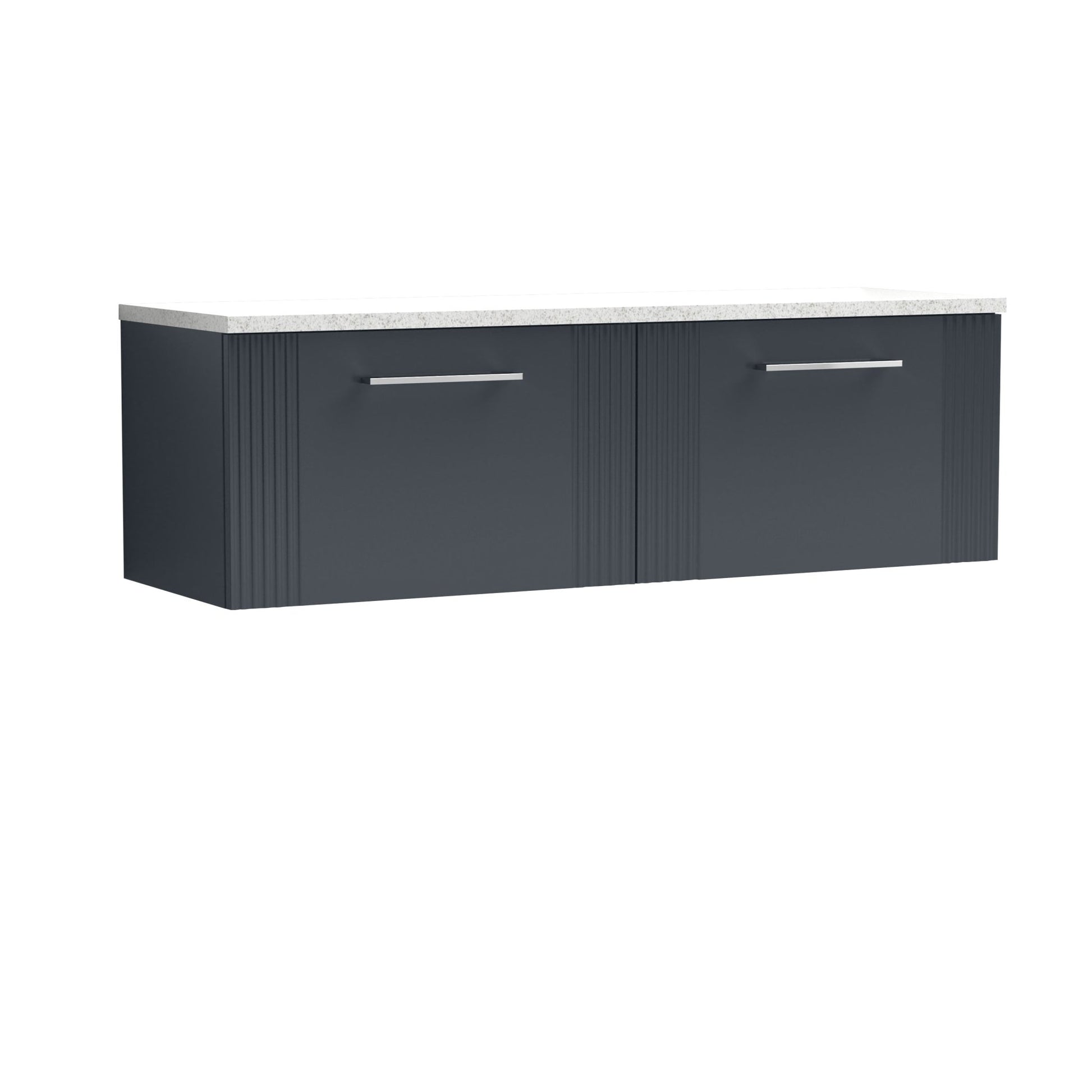 Nui Deco 1200 Wall Hung 2 - drawer Vanity & Laminate Worktop Contemporary Soft Black MFC Painted Gloss 405x1215x455mm - DPF1494LSW2 - JJ Building Materials