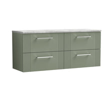 Nui Deco 1200 Wall Hung 4 - drawer Vanity & Laminate Worktop Contemporary Satin Green MFC Painted Gloss 545x1215x455mm - DPF893LBG2 - JJ Building Materials