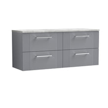 Nui Deco 1200 Wall Hung 4 - drawer Vanity & Laminate Worktop Contemporary Satin Grey MFC Painted Gloss 545x1215x455mm - DPF293LBG2 - JJ Building Materials