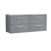 Nui Deco 1200 Wall Hung 4 - drawer Vanity & Laminate Worktop Contemporary Satin Grey MFC Painted Gloss 545x1215x455mm - DPF293LCM2 - JJ Building Materials
