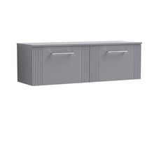 Nui Deco 1200mm Wall Hung 2 Drawer Vanity & Worktop Contemporary Satin Grey MFC Painted Gloss 377x1205x390mm - JJ Building Materials